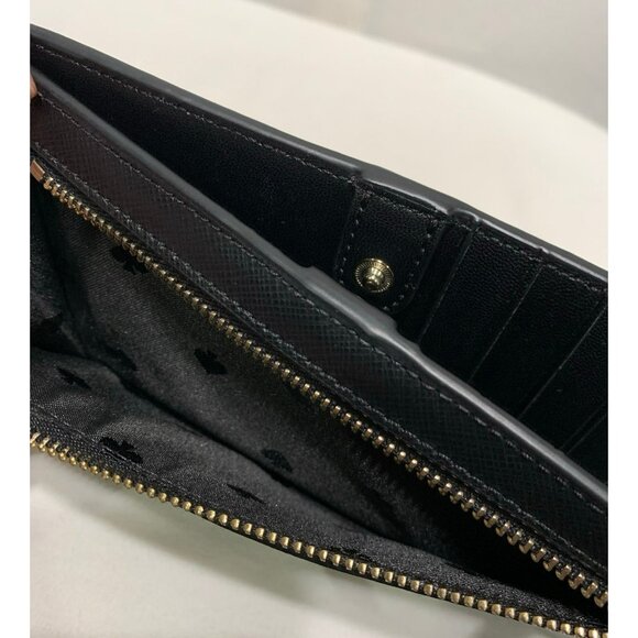 SOLD***Kate Spade Bifold Slim Wallet Black Snap Closure - Picture 9 of 11